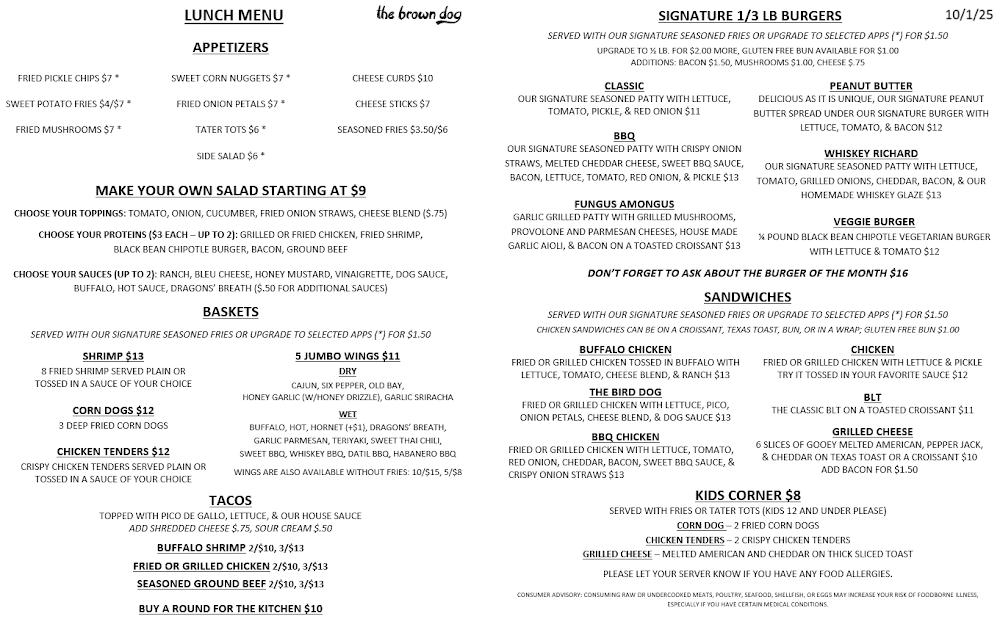 The Brown Dog Menu image 1
